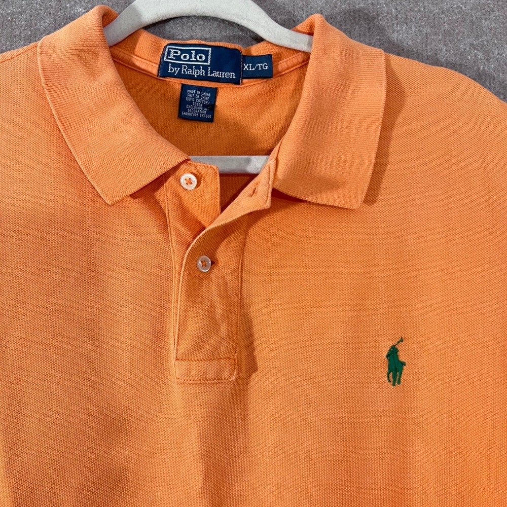 Polo Ralph Lauren Polo Shirt Mens XL Orange Short Sleeve Pique Preppy Minimalist